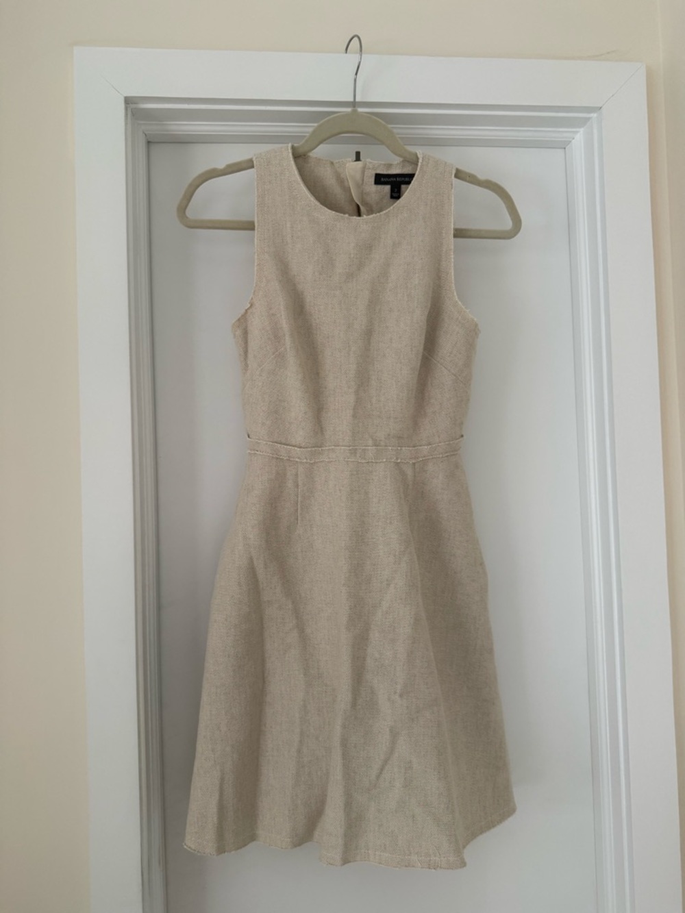 Banana Republic Sleeveless Beige Fit-and-Flare Dress